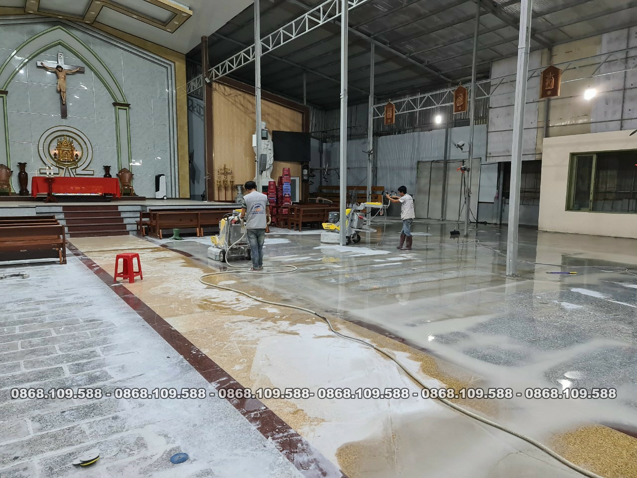 mài phục hồi và đánh bóng sàn đá granite